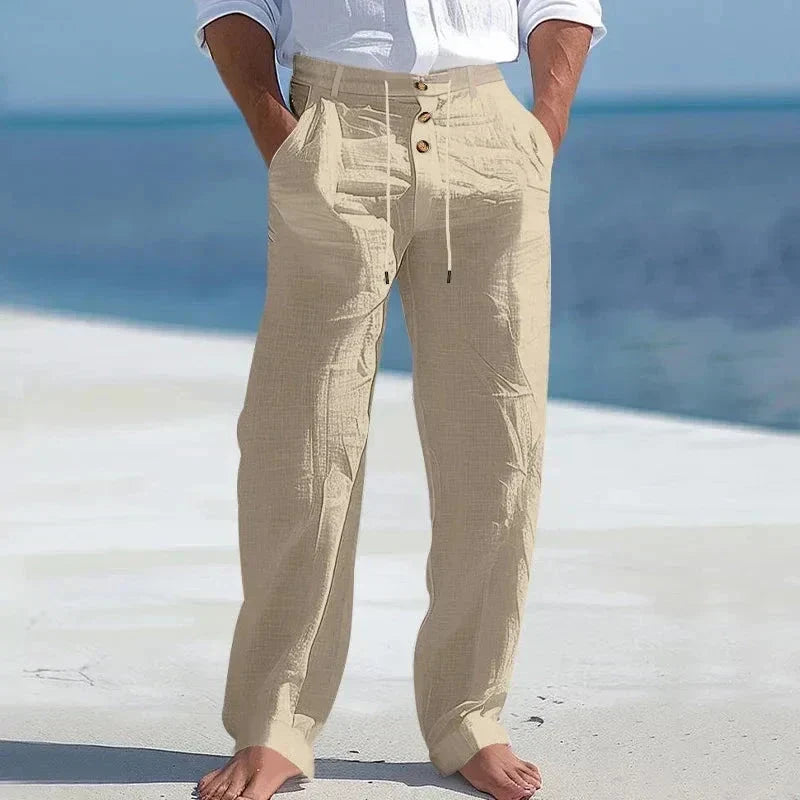 Men's Relaxed Linen Drawstring Summer Pants