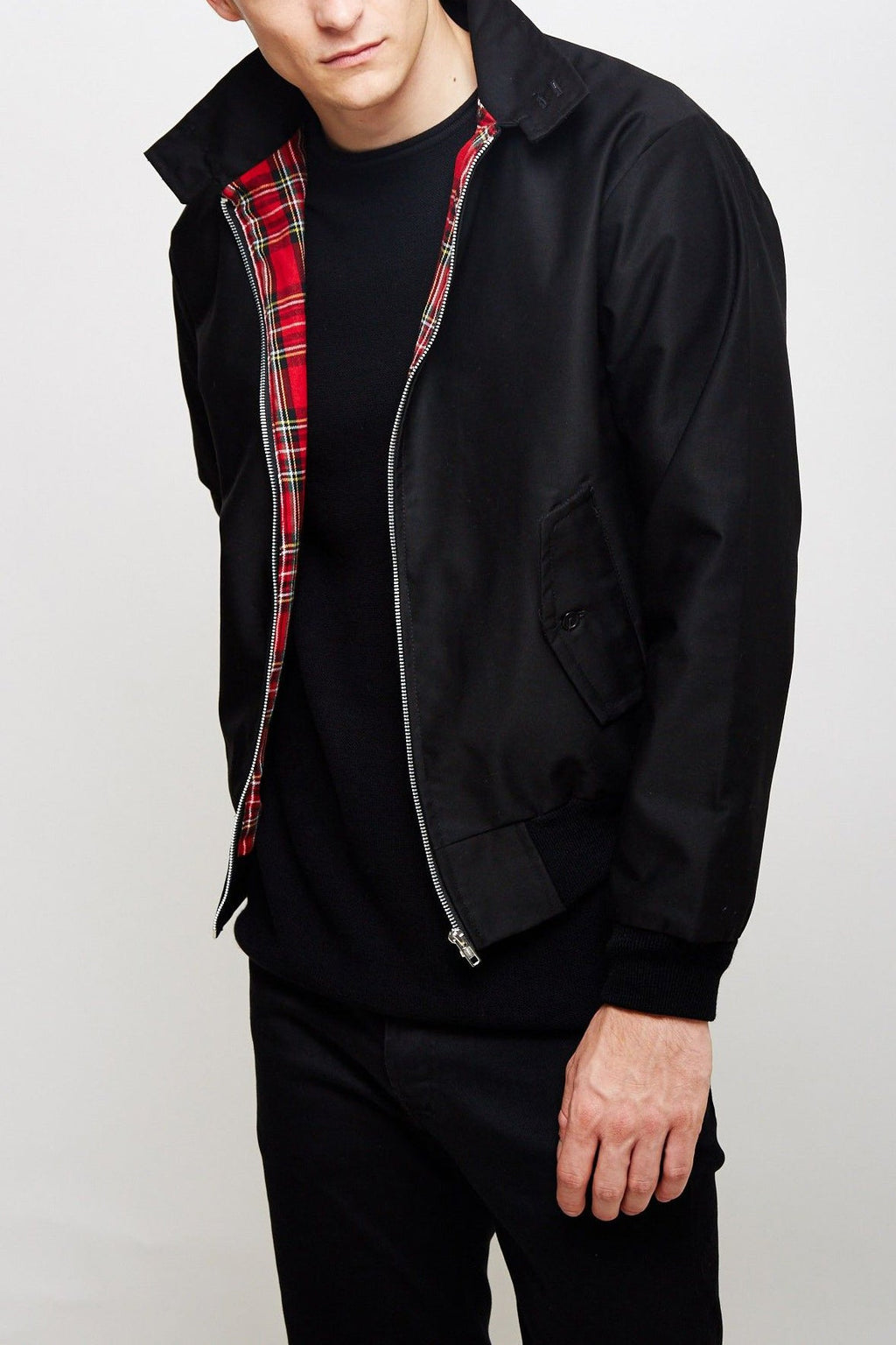 Men's Black Harrington Zip-Up Jacket