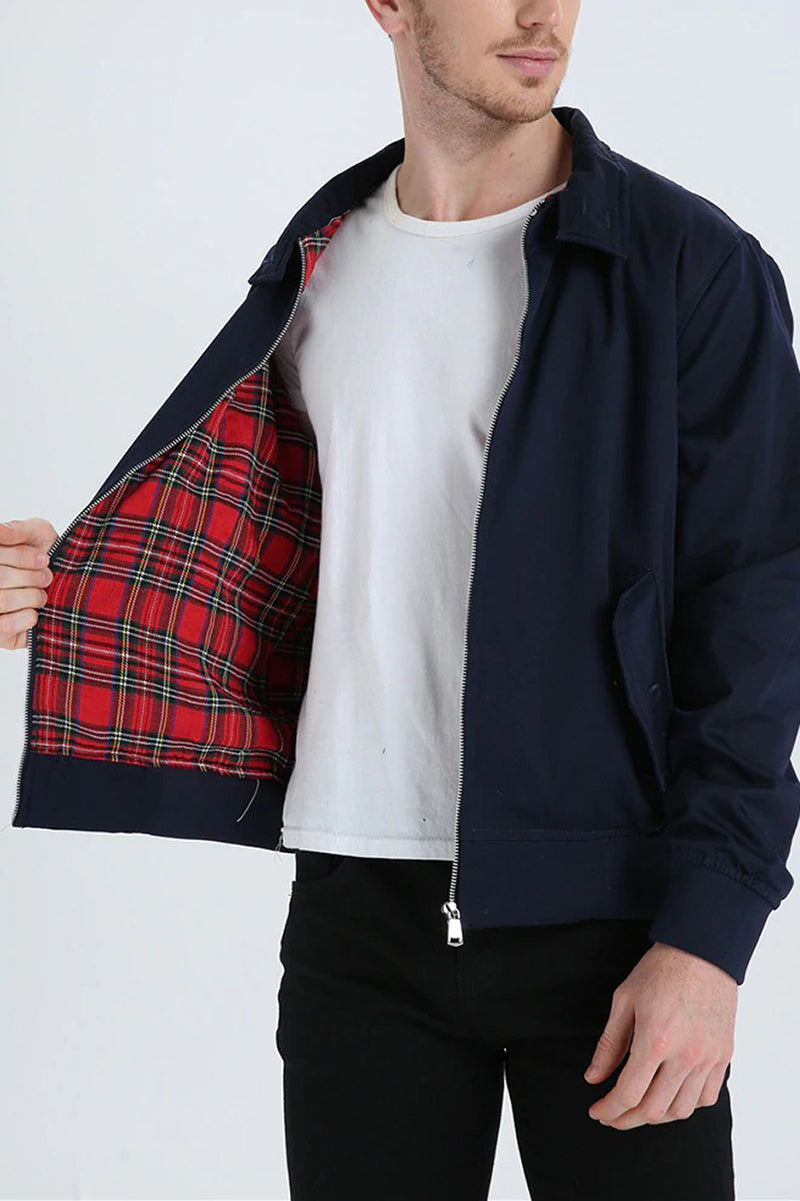 Men's Black Harrington Zip-Up Jacket