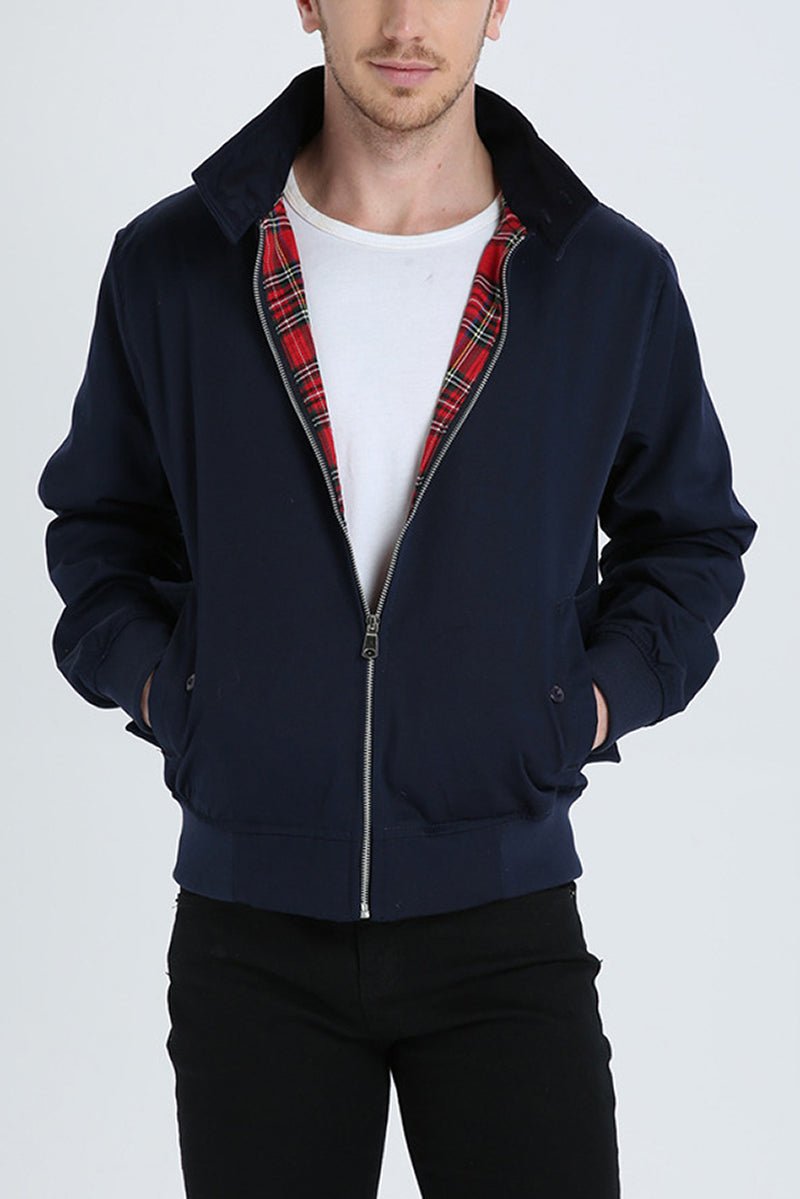 Men's Black Harrington Zip-Up Jacket