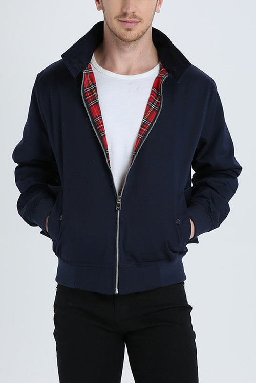 Men's Black Harrington Zip-Up Jacket