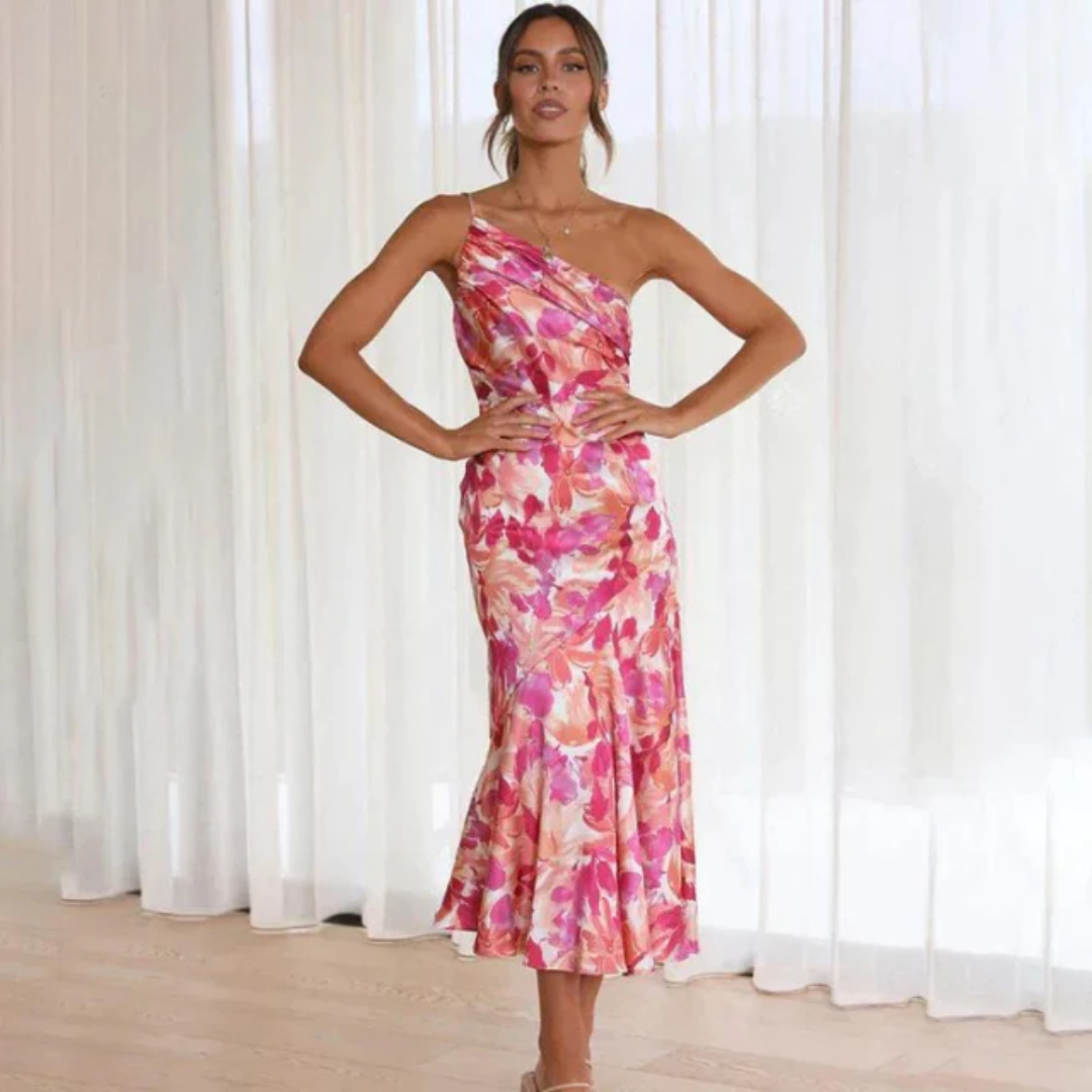 Women's Asymmetrical Neck Maxi Dress