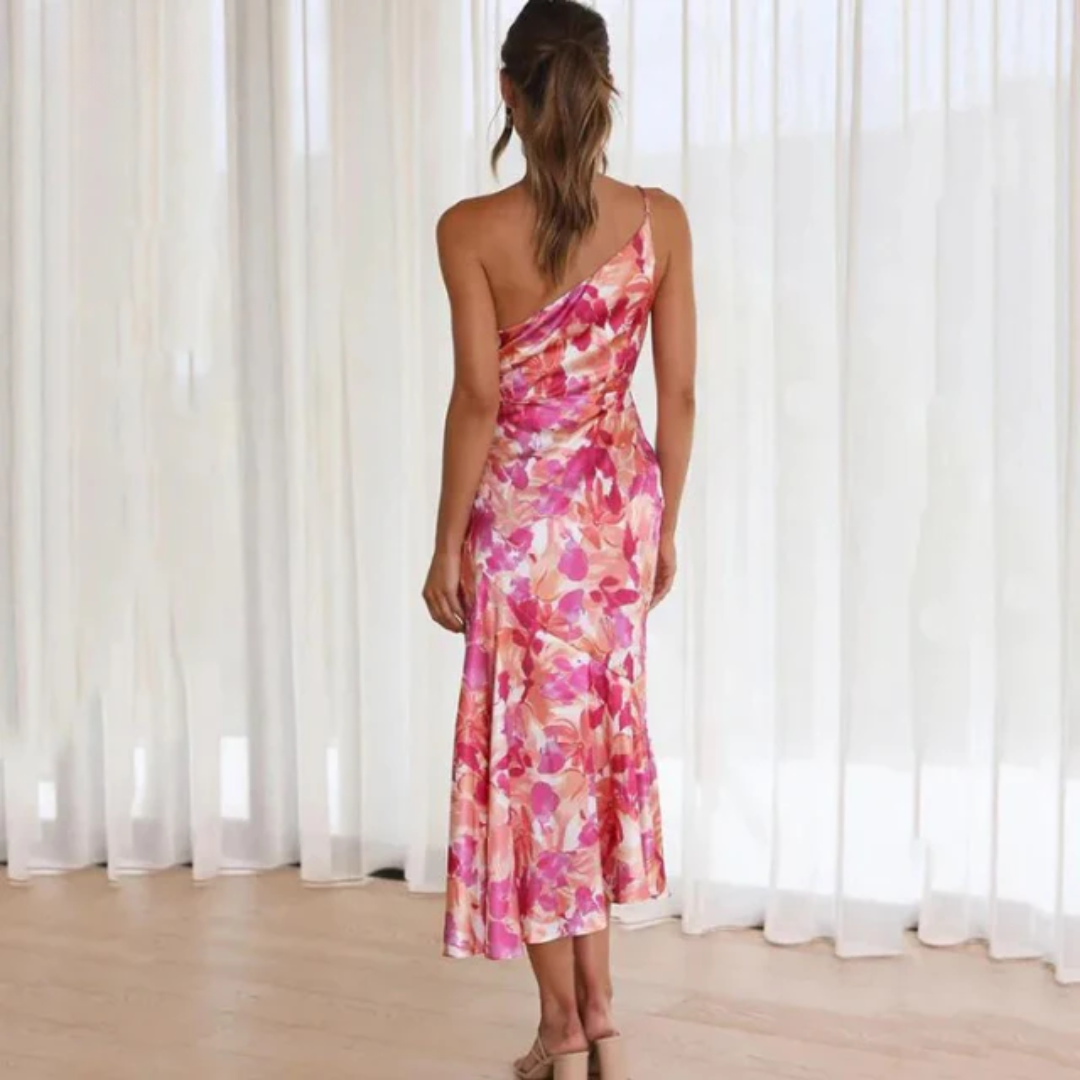 Women's Asymmetrical Neck Maxi Dress