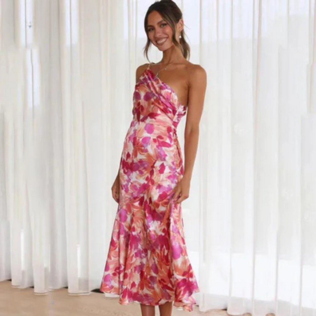 Women's Asymmetrical Neck Maxi Dress